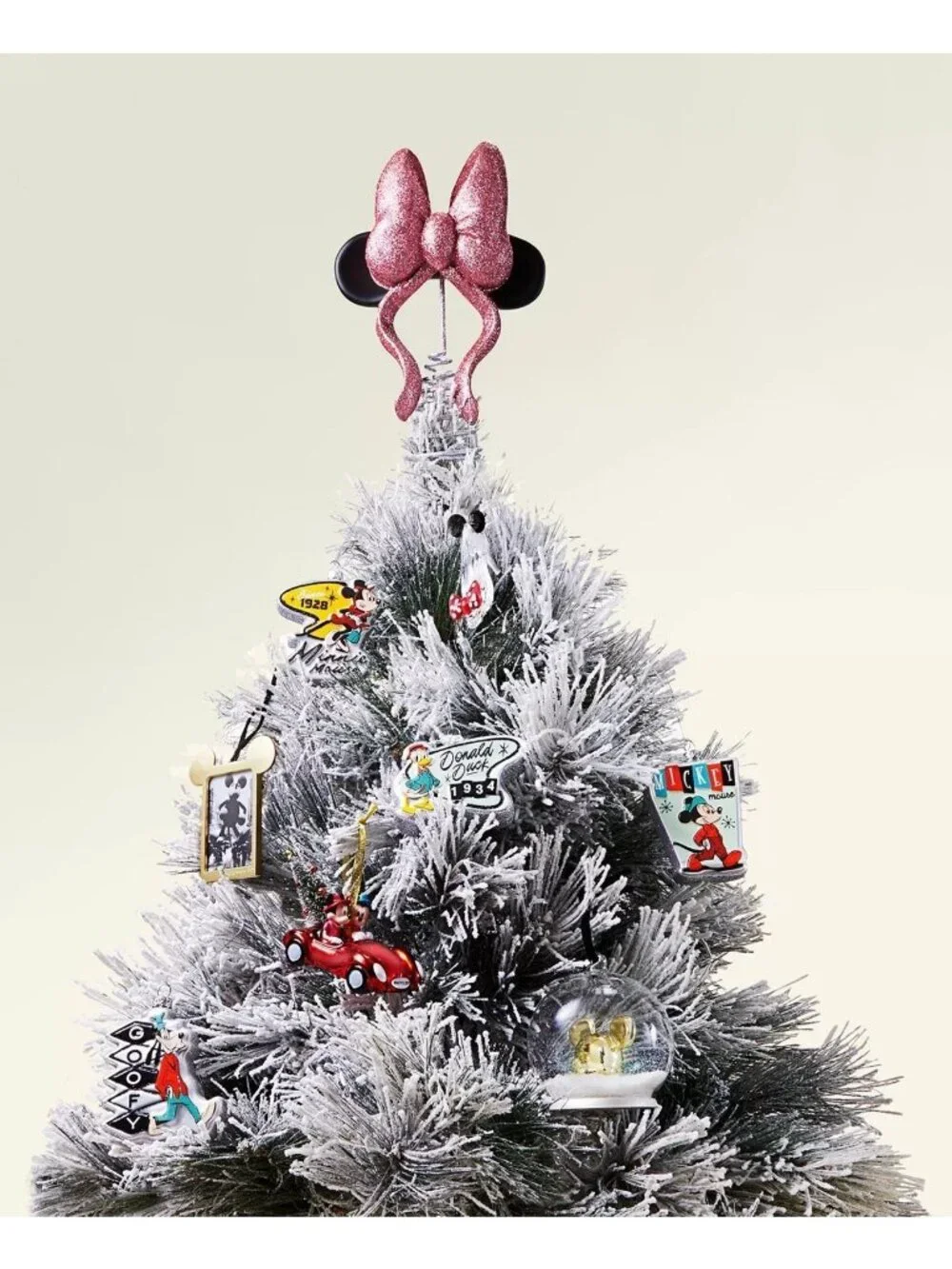 Disney Minnie Mouse Bow Christmas Tree Topper Pink Black Plastic, metal